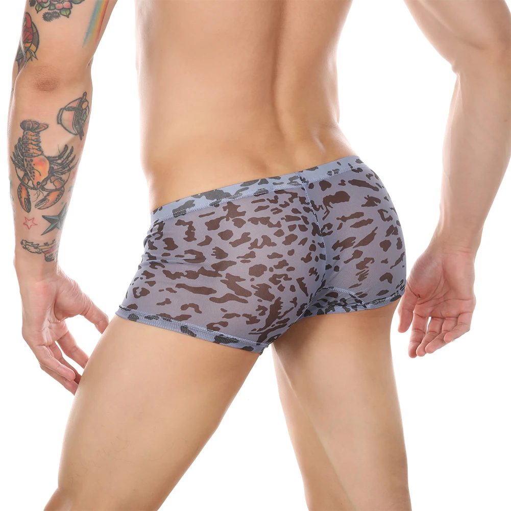 Seethong-ropa interior Sexy para hombre, bragas con bolsa de malla transparente, lencería verde fluorescente, leopardo, M, 2XL