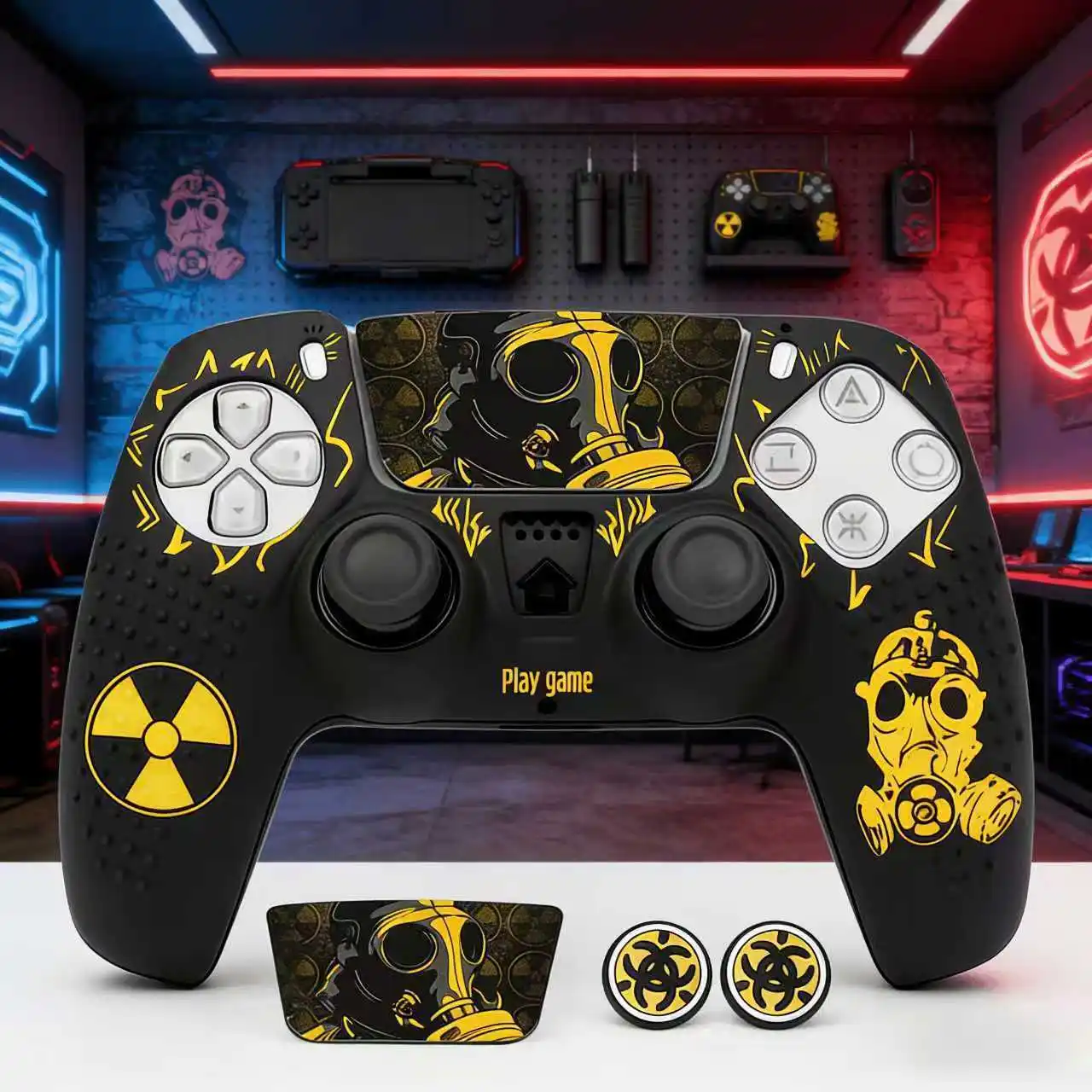 Anti-Slip Silicone Protective Skin for PS5 Controller with 2 Thumb Grip Caps And 1 Sticker Compatible Controller Cover Case