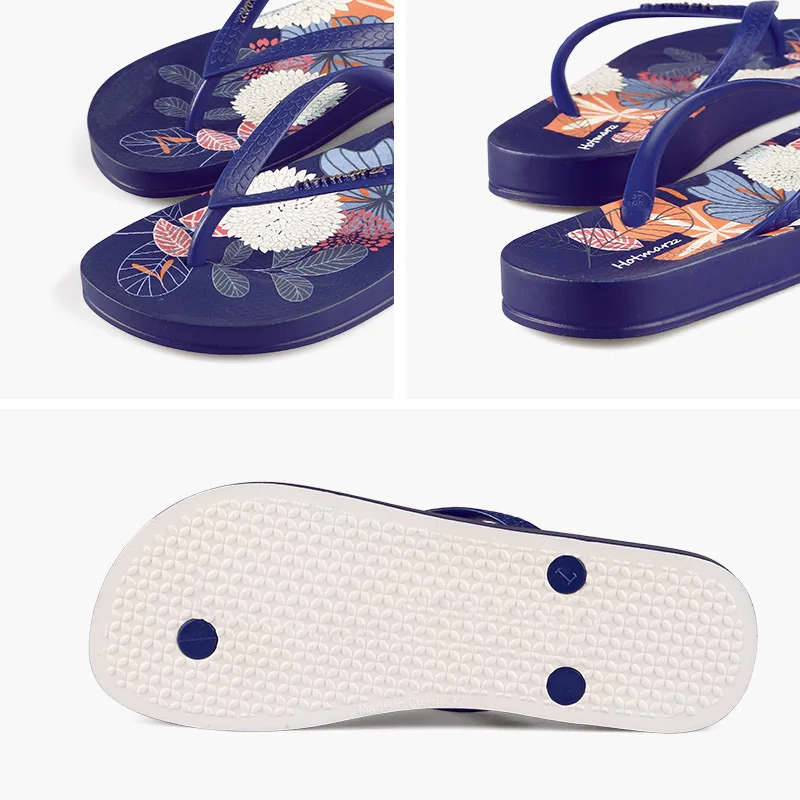 รองเท้าแตะพิมพ์ผู้หญิง Flip Flops รองเท้าแตะ Herringbone คลิปเท้าชายหาดสไลด์ Soft Sole Platform Flip Flops รองเท้าแตะกันลื่น