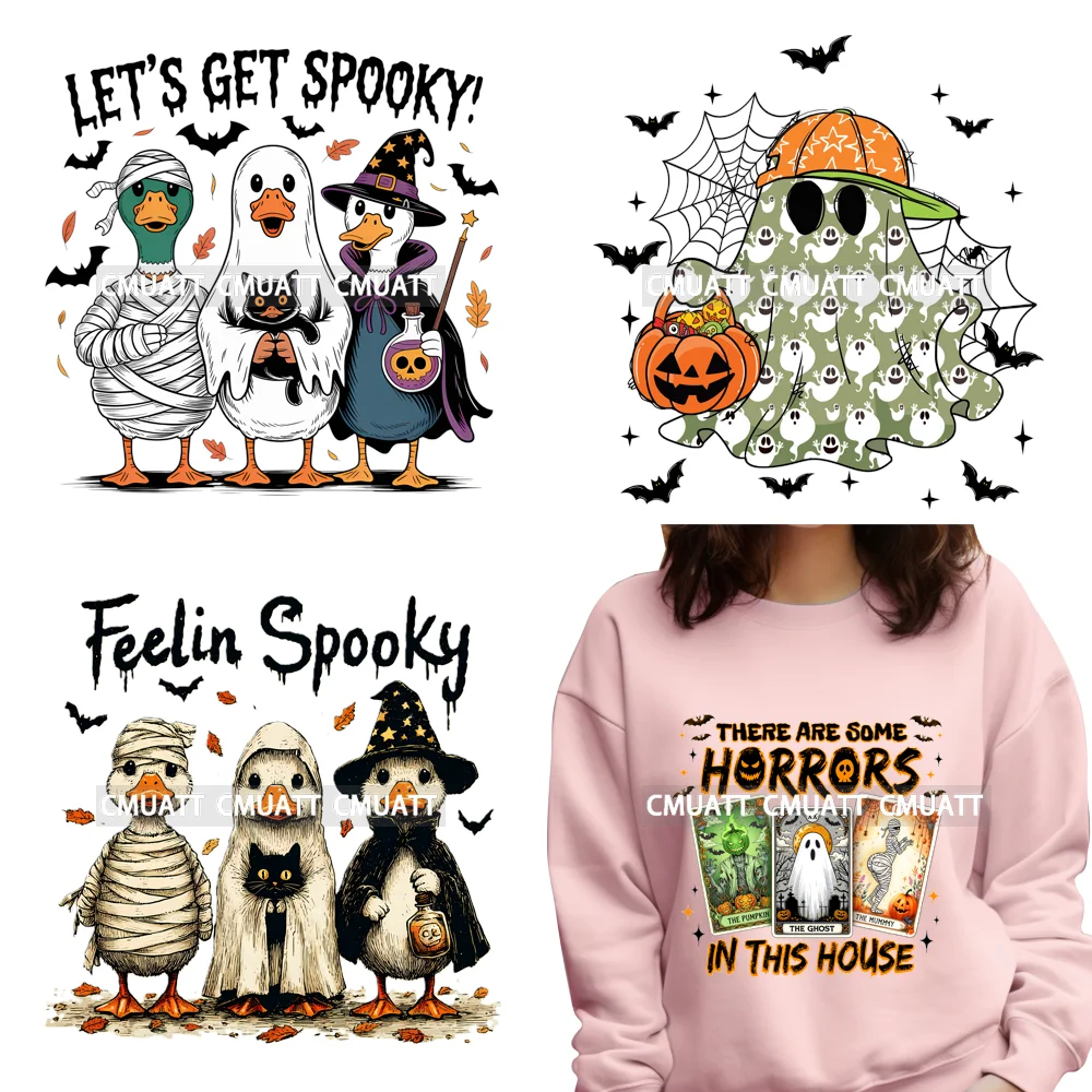 

Funny Animal Spooky Halloween Coquette Leopard Pumpkin Ghost Boo Cow Iron on DTF Transfers Stickers Ready to Press for Textile