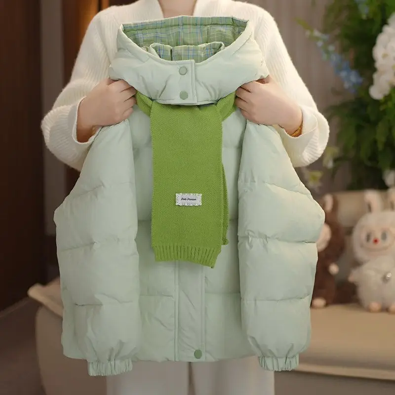 OLEKID Winter Children Girls Parkas 4-14Yrs Teens Girls Padded Outerwear with Scarf Hooded Thick Warm Junior Girls Winter Jacket