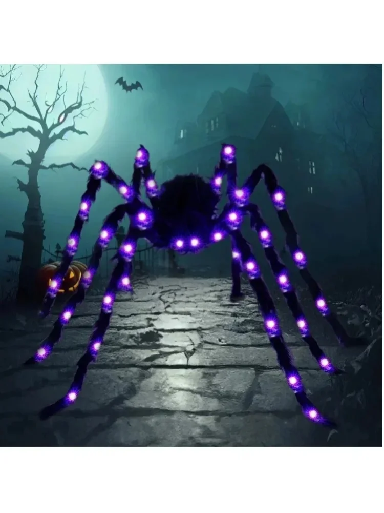 Sloosh 5 ft Leuchtende Riesenspinne Halloween-Dekorationen Gruselige Spinne Halloween Outdoor-Party-Dekorationen Requisiten Halloween-Garten