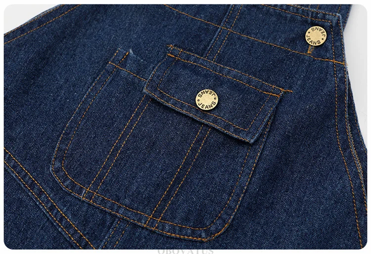 Modische Jeans-Latzhose für Jungen und Mädchen, Kinder Retro Dunkelblau Jeans-Overall mit Trägern, Coole Streetwear Latzhose für Kinder – Detail 11