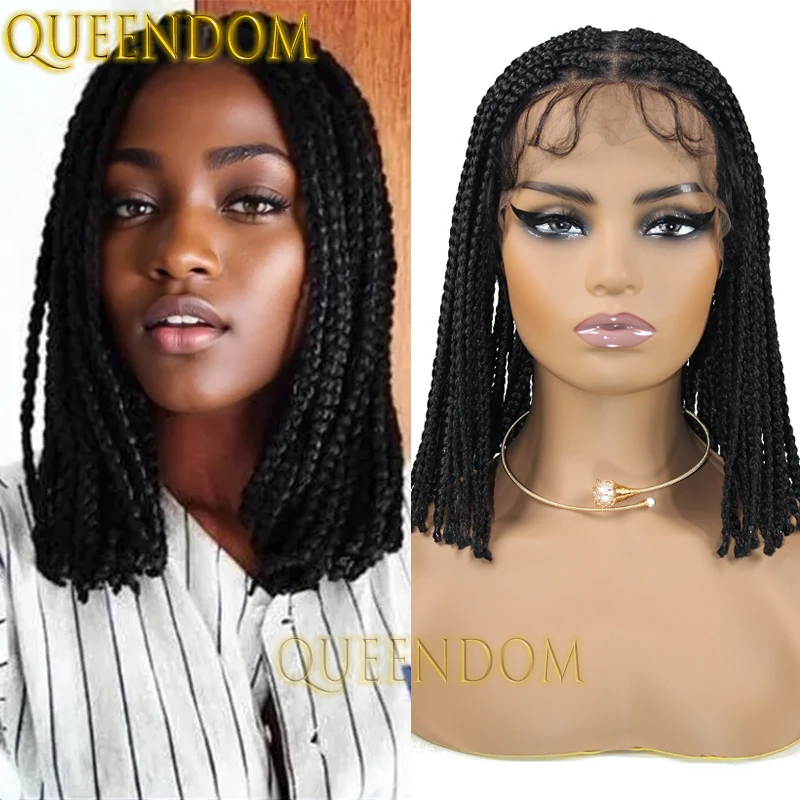 

Knotless Synthetic Short Bob Box Braid Wig 10 Inch Cornrow Crochet Braids Wig for African Women Full Lace Dreadlock Braided Wig