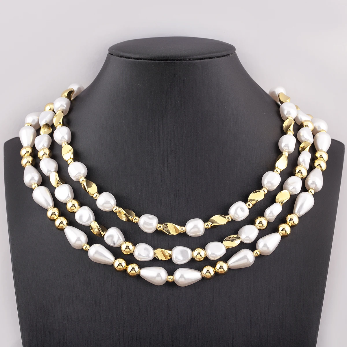 Nidin Hot Sale Waterdrop/Round Shape Irregular Geometric Pearl Beads Necklace For Female Elegant Aesthetic Jewelry Accessories