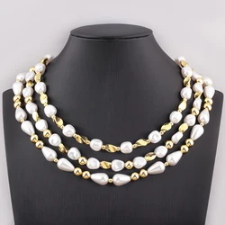 Nidin Hot Sale Waterdrop/Round Shape Irregular Geometric Pearl Beads Necklace For Female Elegant Aesthetic Jewelry Accessories