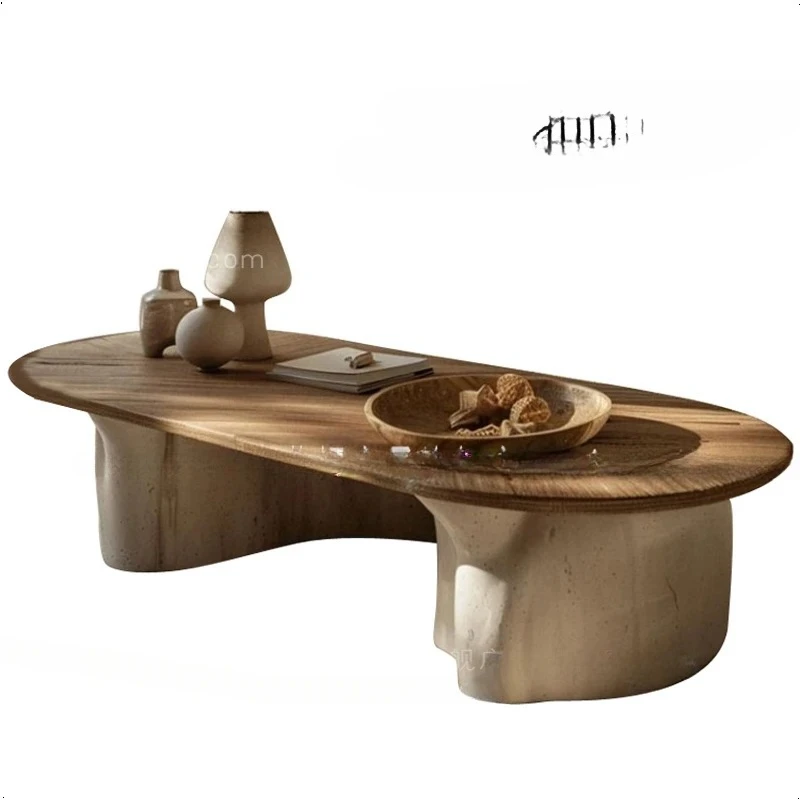 

Simple coffee table Chinese antique art decoration table B & B hotel lobby travertine base coffee table