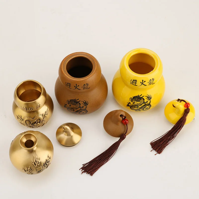 Brass - Bottle - Dragon Gourd Ornament Fire-Resistant Heaven Gate Kitchen Northwest Corner Bras