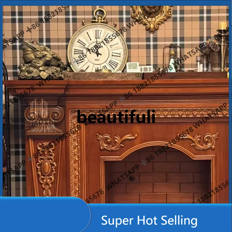 D85 European mantel fireplace cabinet simulation fire embedded decorative heating porch furnace cabinet