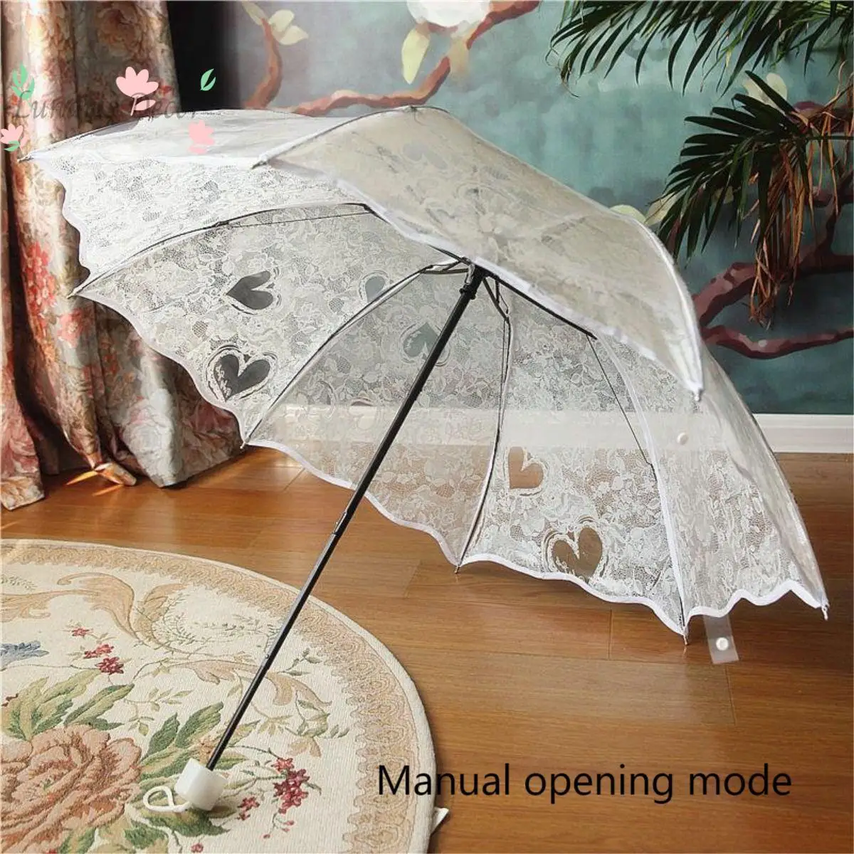 Love transparent plastic umbrella reverse folding Korean creative student umbrella small fresh thickened umbrella
