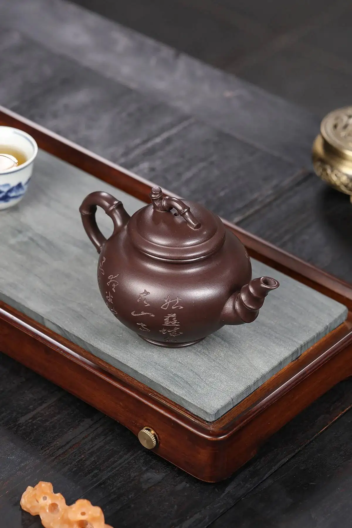 Hoyihm 370Ml Handgefertigte Yixing Lila Ton Teekannen Handgefertigter Bambus-Verbindungs-Topf Roh-Erz Lila Schlamm Teekanne Zisha Teeset S0Fff1B0E83604175Bb54117E2Fce522Cg