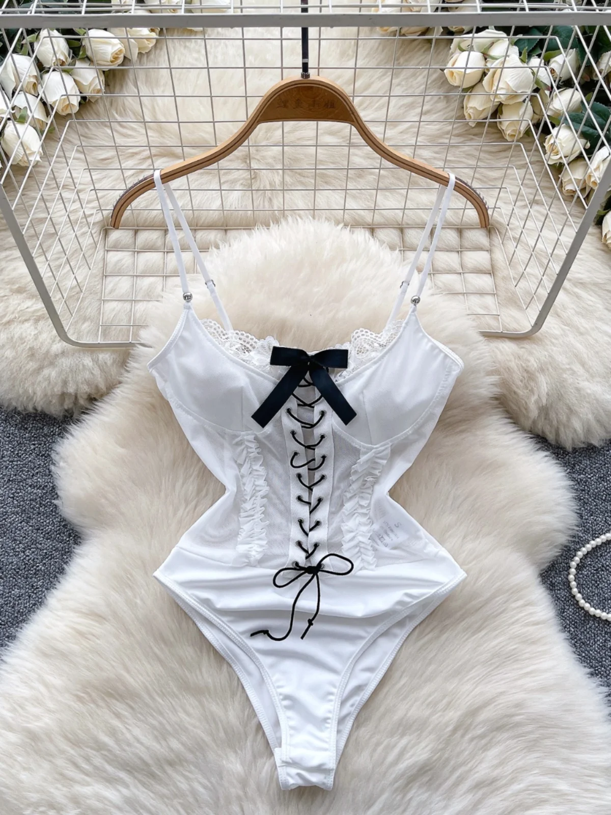 

Sexy Color Blo Knot Hollow out Belted Strap Onesie Women's Pure Desire Slimming Spicy Base irt Commute Sle Hi...