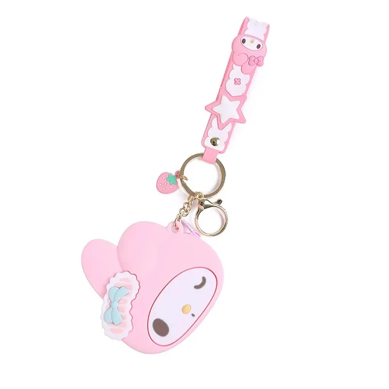 Sanrio Cartoon Silicone Coin Purse Kawaii Hellokitty Kuromi Mini Storage Bag Cute Pendant Keychain Doll Bag Decoration Girl Gift