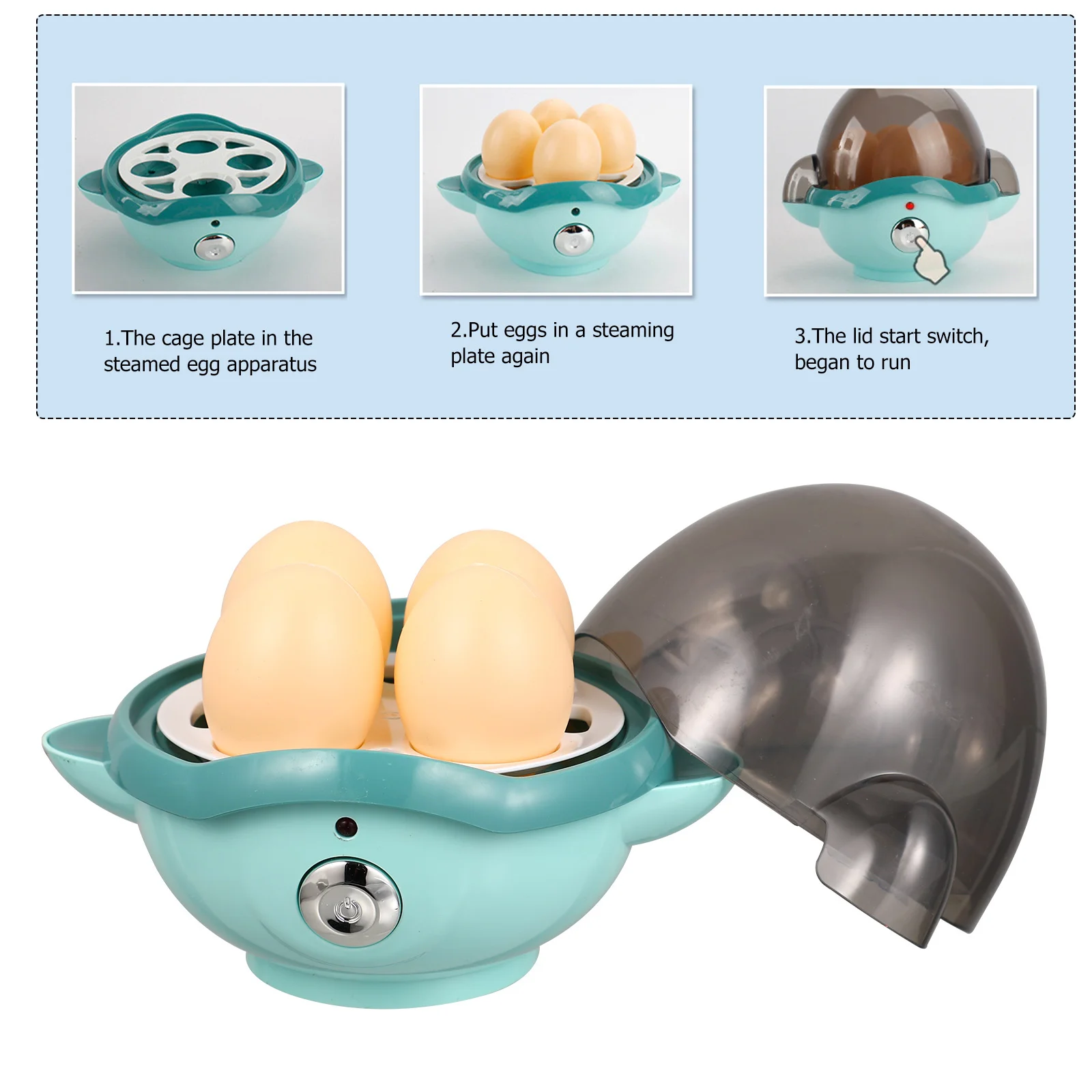 

Mini Egg Steamer Small Appliances Educational Pretend Play Simulation Home Appliances with Lights Sound Effects for Children