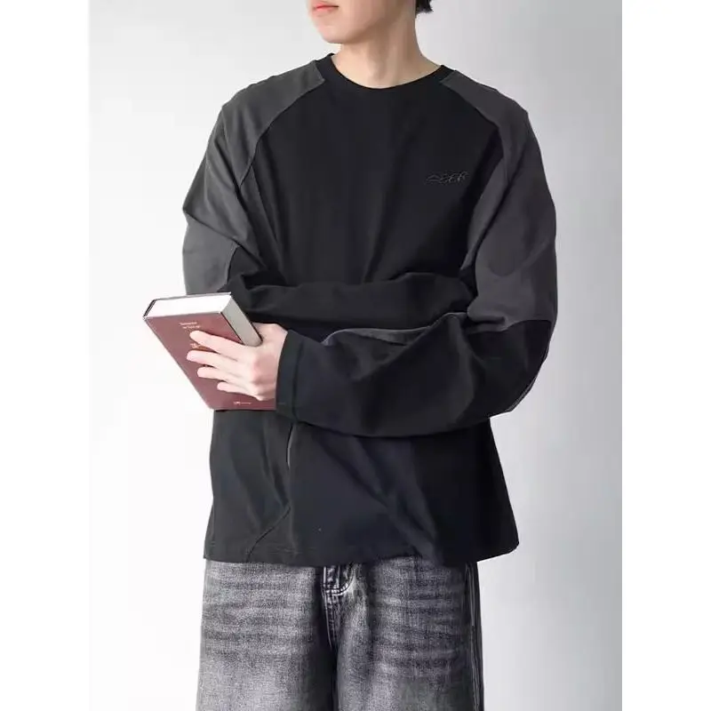 

Американский ретро-свитшот с цветными блоками, круглым вырезом, свободного кроя, с длинными рукавами и вставками на плечах, для мужчин и женщин