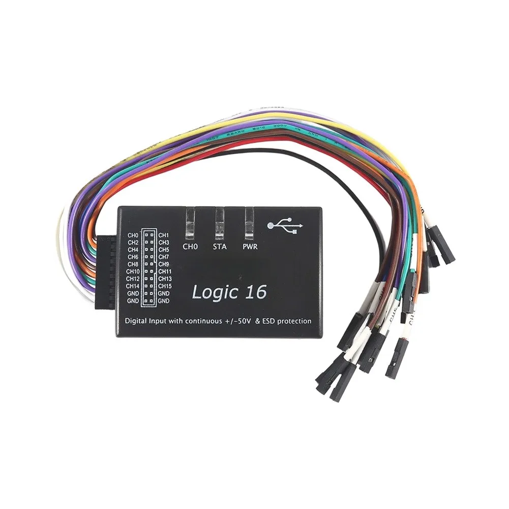 100M 16 Channel USB For Logic Analyzer High Signal For Capture Tool For Digital Circuit Debugging Testing Device Black ABS