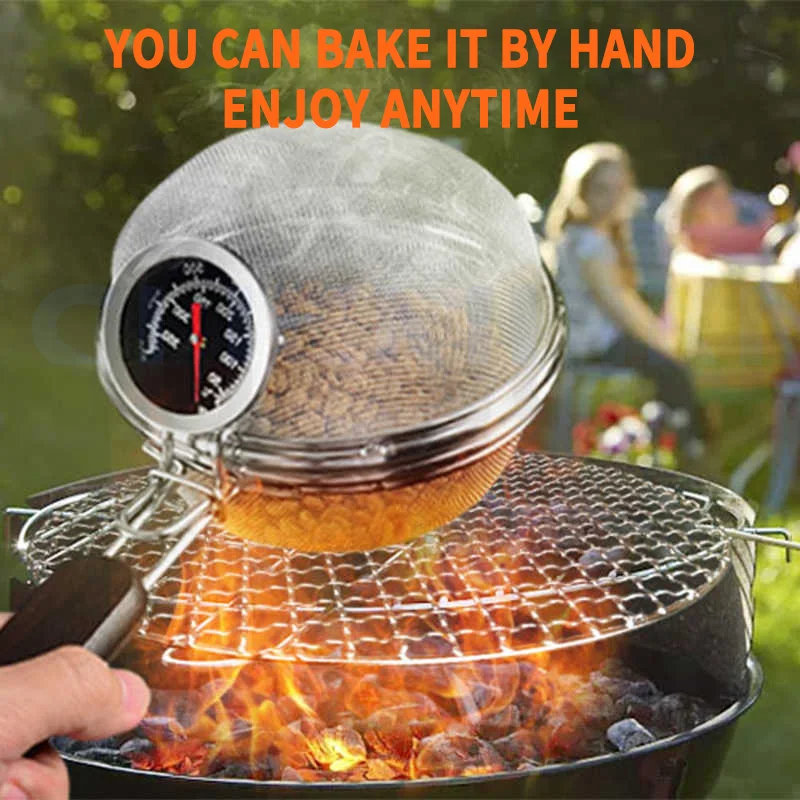 Coffee Bean Baking Machine Handheld Stainless Steel Stir Frying Coffee Bean Machine Household Roaster