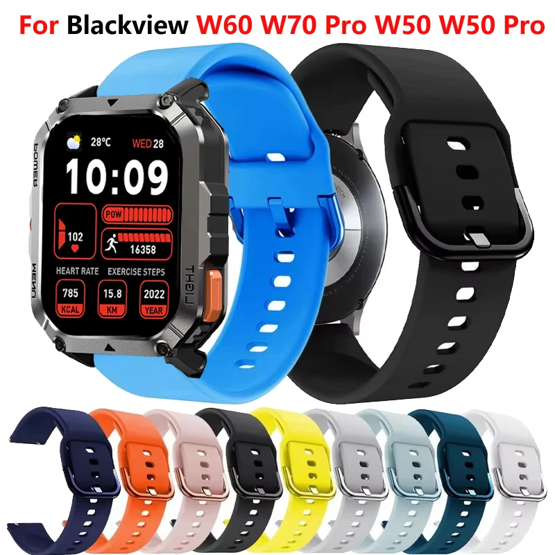 Pulsera de silicona de 20mm y 22mm para reloj inteligente Blackview W60 W70 Pro, Correa deportiva para Blackview W50 W50 Pro X20 R60 R30 X1Pro