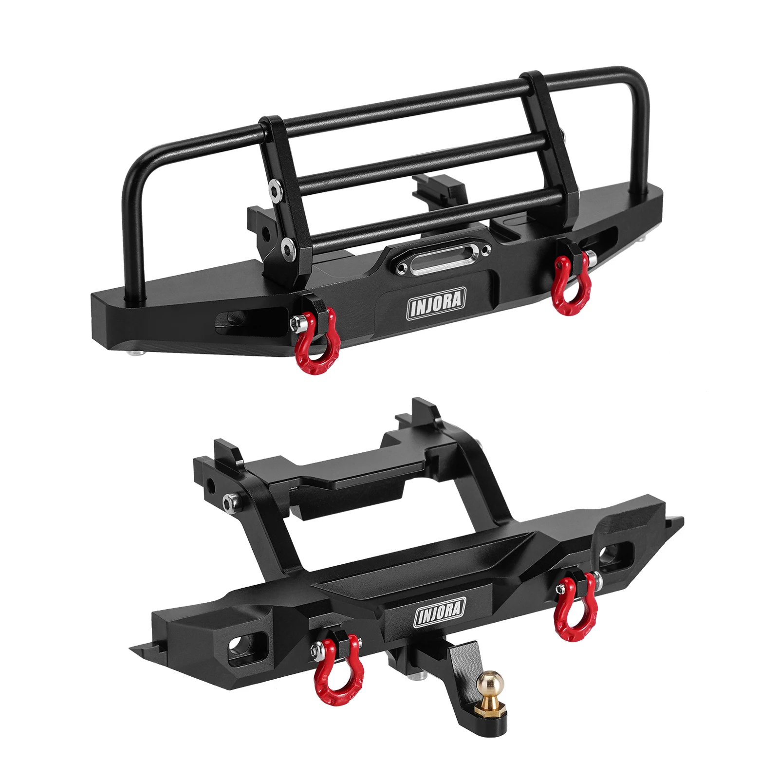 INJORA CNC aluminium voorste achterbumper met verlichting voor 1/18 RC Crawler TRX4M Defender Upgrade (4M-88)