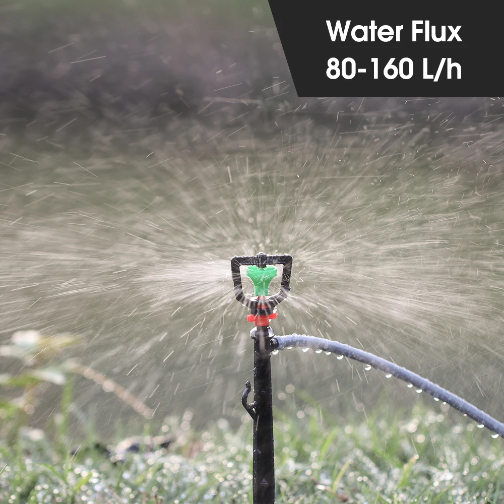 5PCS 360° Rotating Micro Sprinklers with 22cm Stakes Garden Lawn Greenhouse Watering Irrigation System Nozzle Big Green Wheel