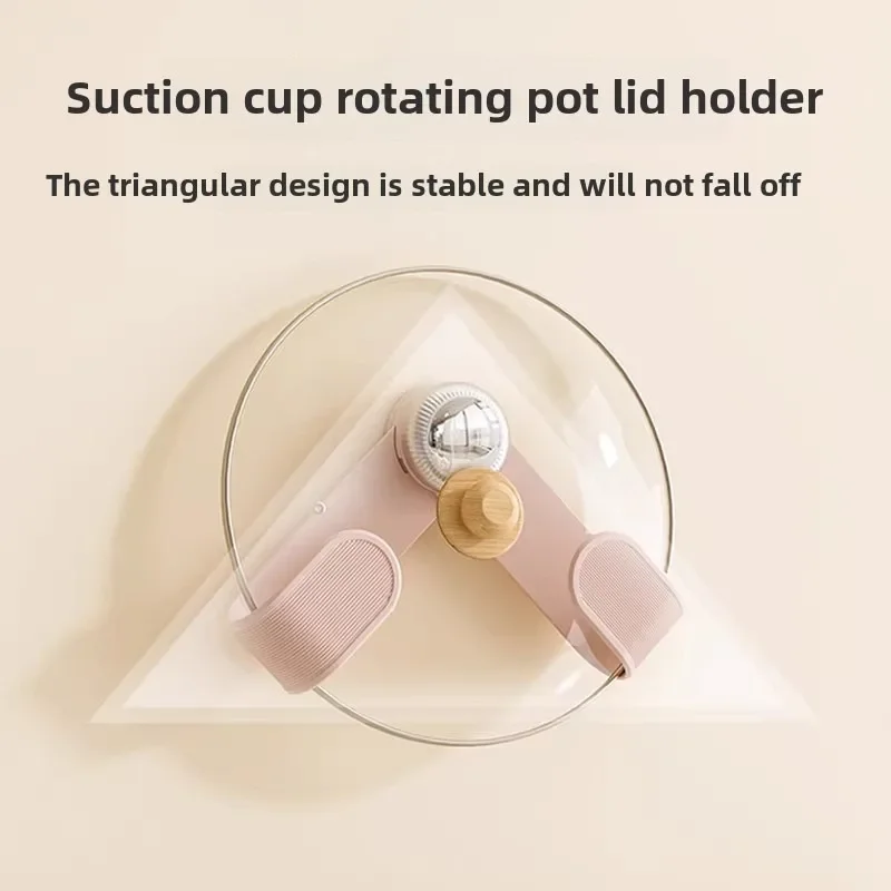 Suction Cup Rotating Pot Lid Rack, Wall Mounted Kitchen Shelves, Multifunctional Chopping Board Cutting Board Holder, Nail-free
