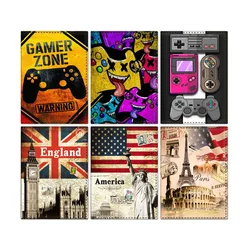 Vintage Game Controller Passport Cover Men Travel Passport Holder PU Leather Boy Credit Card Wallet Ticket Passports Case