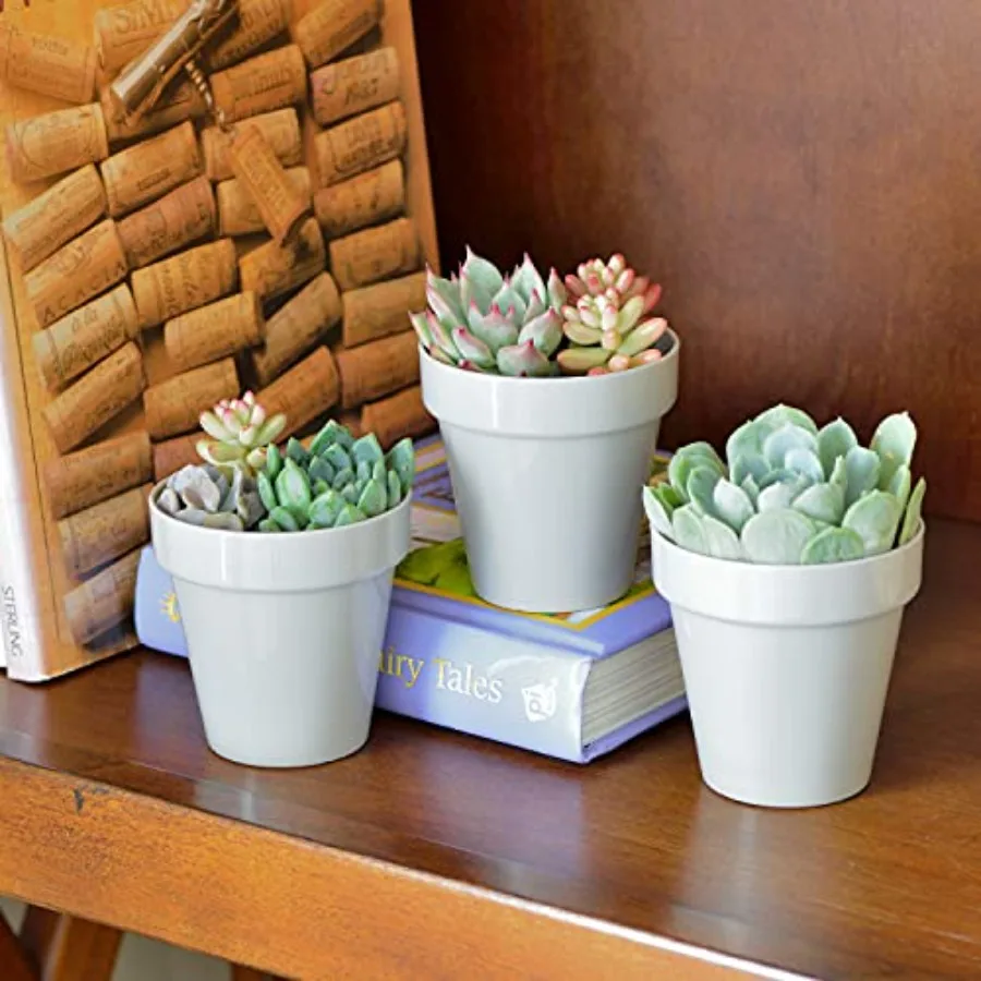 24 Pack 2 Inch Mini Plastic Planters, Indoor Flower Plant Pots, Grey Gardening Pot with Drainage - NO Plant Included Classic