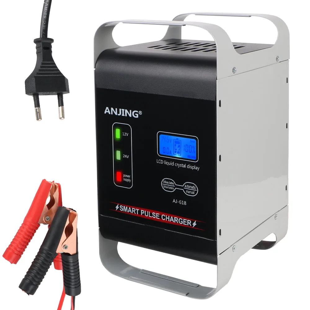 Pulse Repair Intelligent For Lithium Lead Acid Batteries Car Battery Charger EU Plug High Power 12V/24V Fully Automatic 600W