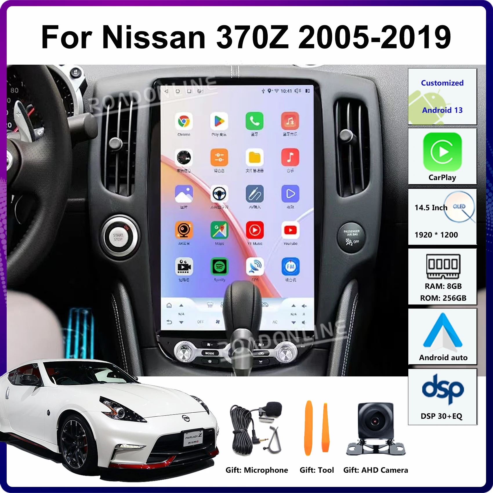 

14.5" Android 14 Tesla Style Screen For Nissan 370Z Z34 2005-2019 Car Multimedia Player Stereo Receiver Radio Head Unit CarPlay