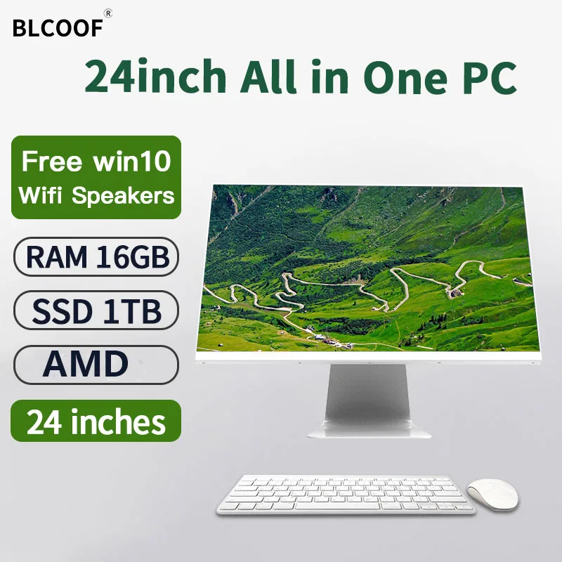 คอมพิวเตอร์เดสก์ท็อป A8 AMD ทั้งชุด PC Gamer 24นิ้ว Monoblock All In One Pc Ram 8GB SSD Windows 10