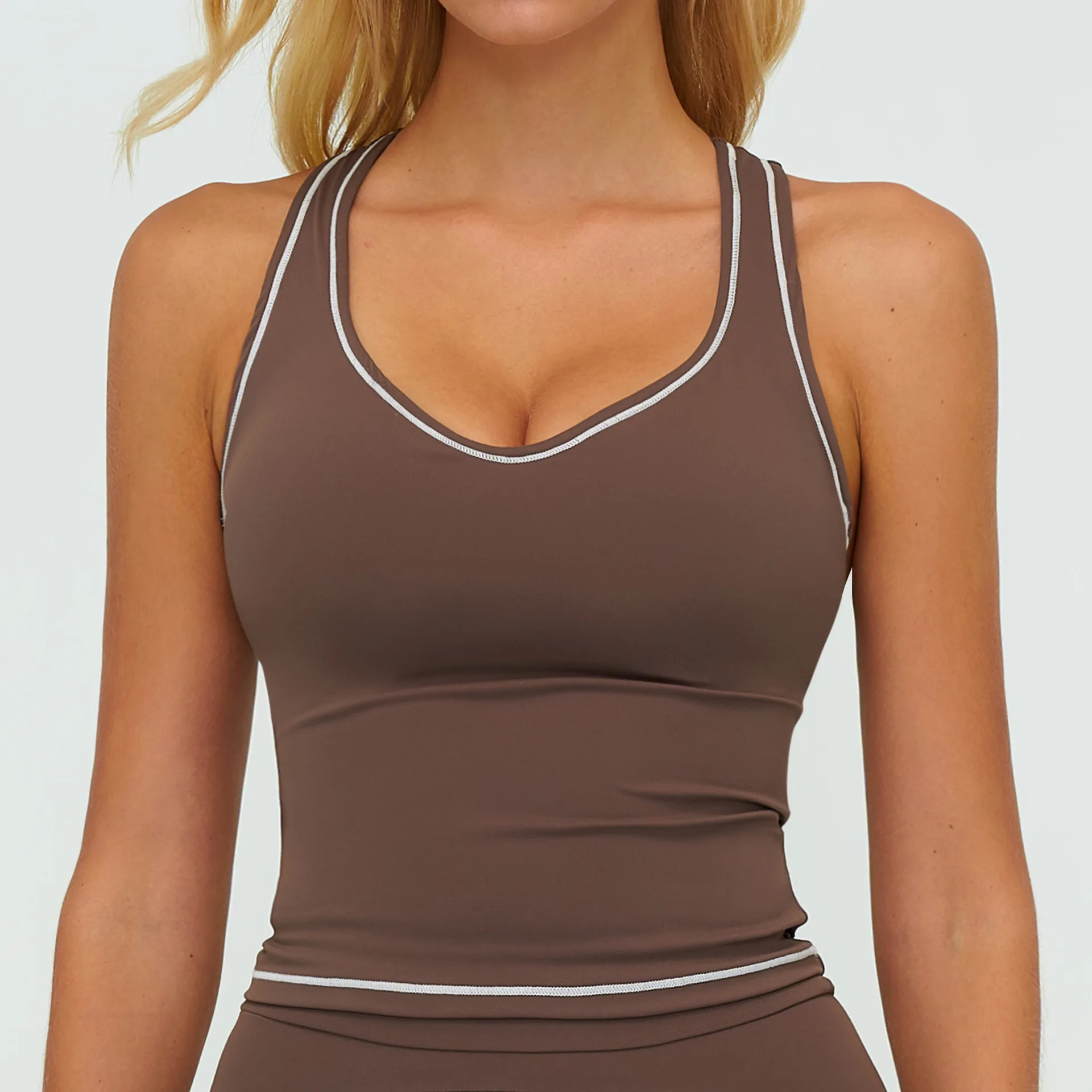 Woman Yoga Tank Top Gym Clothes Removable Chest Pad Fitness Bra Workout Halter Top Activewear Sexy Pilates Sports Vest Underwear image 3