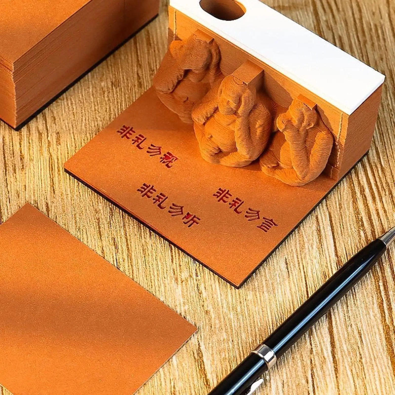 bloc-de-notas-3d-con-escultura-de-mono-manualidad-artistica-de-papel-tallado-nota-con-mensaje-artistico