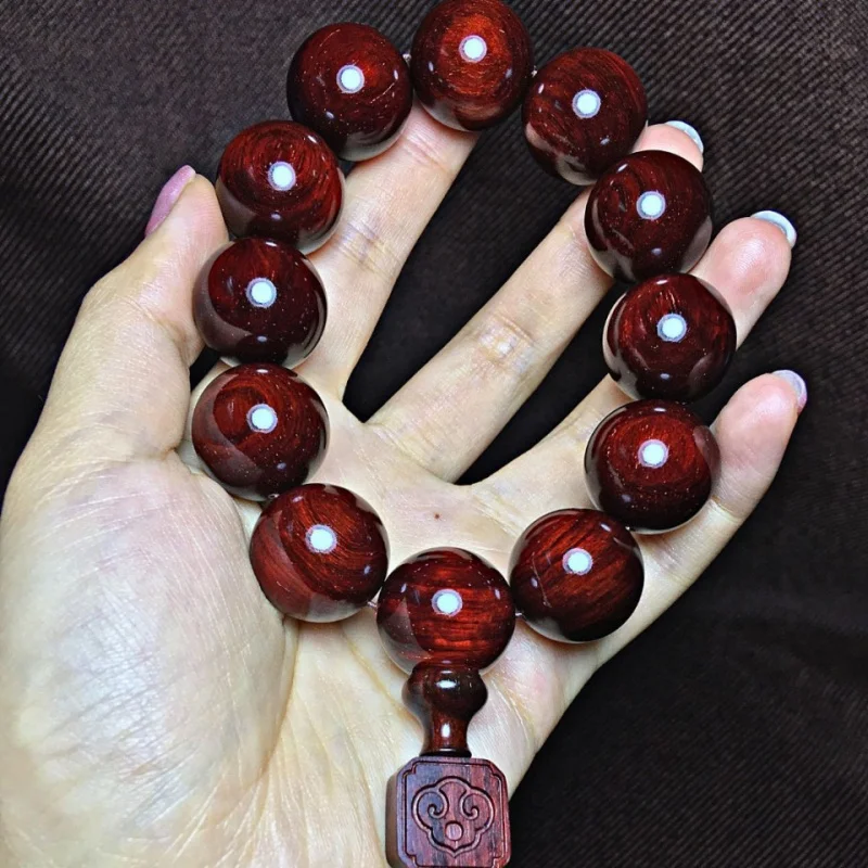 Authentic Indian small-leaf rosewood , old material 2.0 Buddha beads, unisex , golden star bracelet, high-densit
