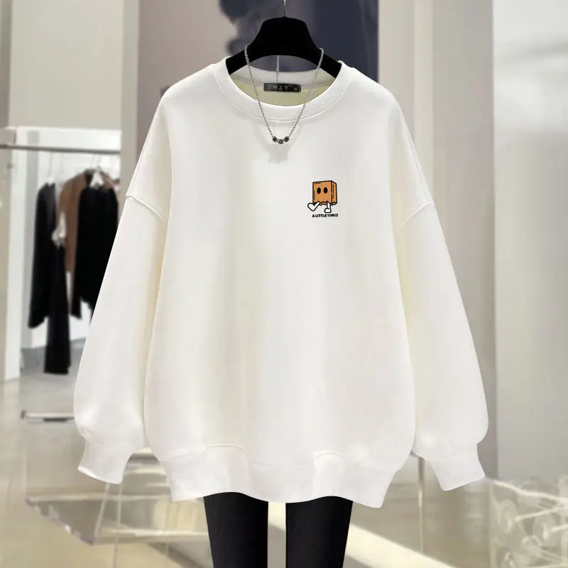 Autumn Women Clothing Simplicity Cozy Long Sleeve Hoodies Fashion Loose Casual Top Pullovers Cartoon Printed O-neck Sweatshirts