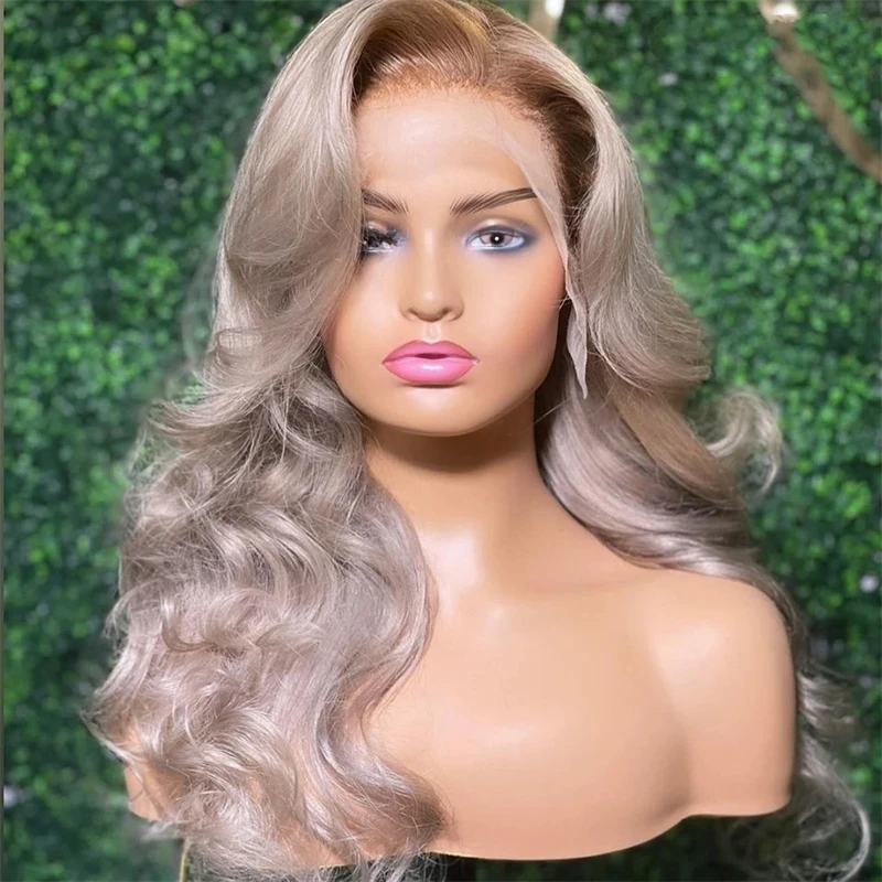 13x6 HD Transparent Lace Frontal Wigs Honey Blonde Ombre Colored Lace Front Wig Wavy Pre Plucked Ash Blonde Human Hair For Women