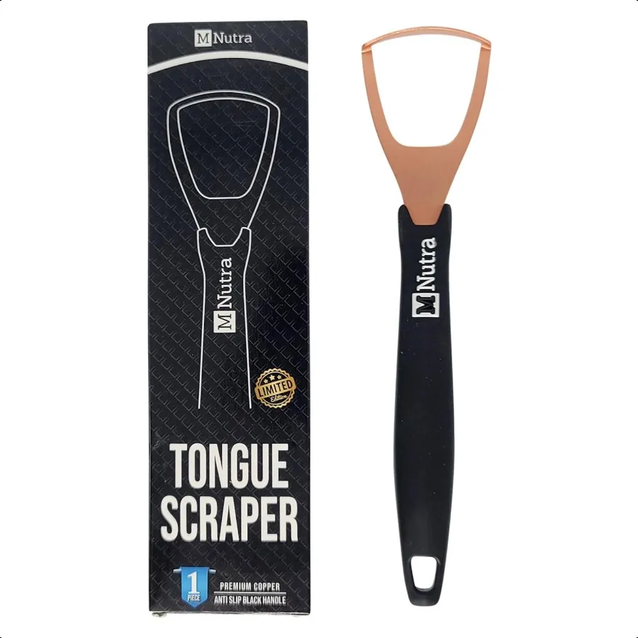 

Tongue Scraper Dental Hygiene Tool Stainless Steel Copper Mouth Cleaner NonSlip Silicone Handle Helps Fight Bad Breath Professi