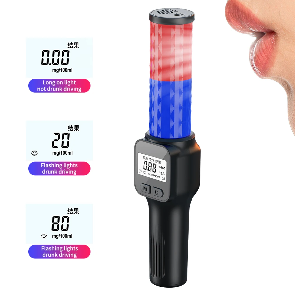 Professional Digital Breathalyzer LCD Display High Precision Alcohol Tester Rechargeable Non-Contact Alcohol Blowing Detector