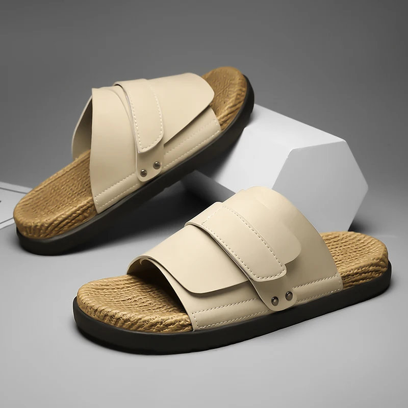 

Summer Comfortable Men's Sandasl Indoor Outdoor Beach Sandals Breathable Soft Flat Shoes Men Slippers Big Size 39-48