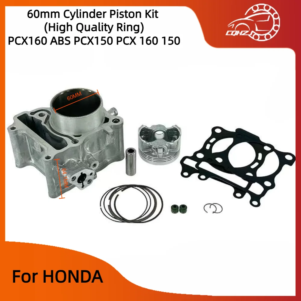 cqhzjスクーターエンジンパーツ60mm高品質シリンダーピストンリングキット-ホンダpcx160-pcx150-pcx-160-150-sh150モトブロック2025用