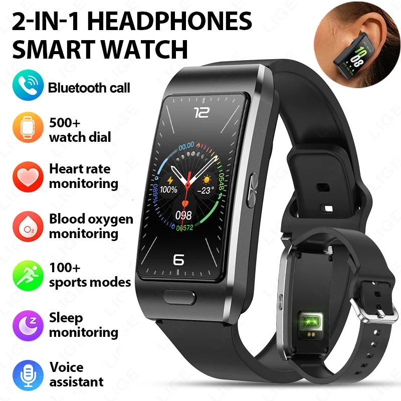 

LIGE 2 In 1 TWS Earbuds Smart Watch Men Women Bluetooth Earphones Call Health Monitor Sports Fitness Smartwatch for Android iOS