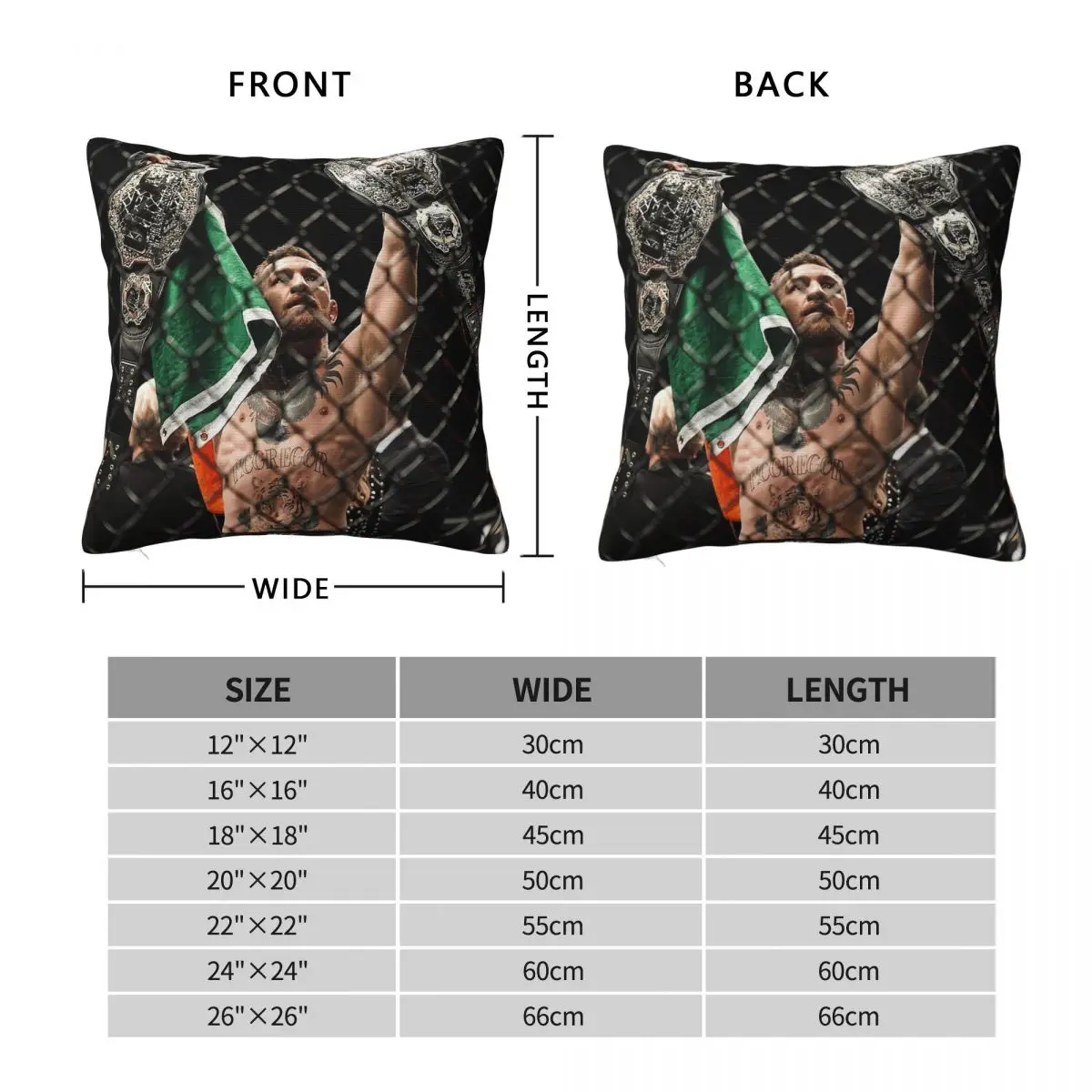 Conor Mcgregor Martial Artist Square Pillowcase Polyester Linen Velvet Printed Decorative Throw Pillow Room Cushion Cover 45x45