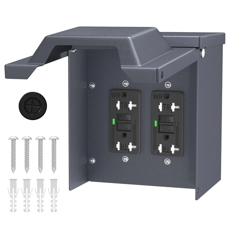 

AT35 -2 Outdoor Power Outlet Box With Waterproof Cover Dual 20 Amp WRTR GFCI Outlet GFCI Outlet Box With Cover