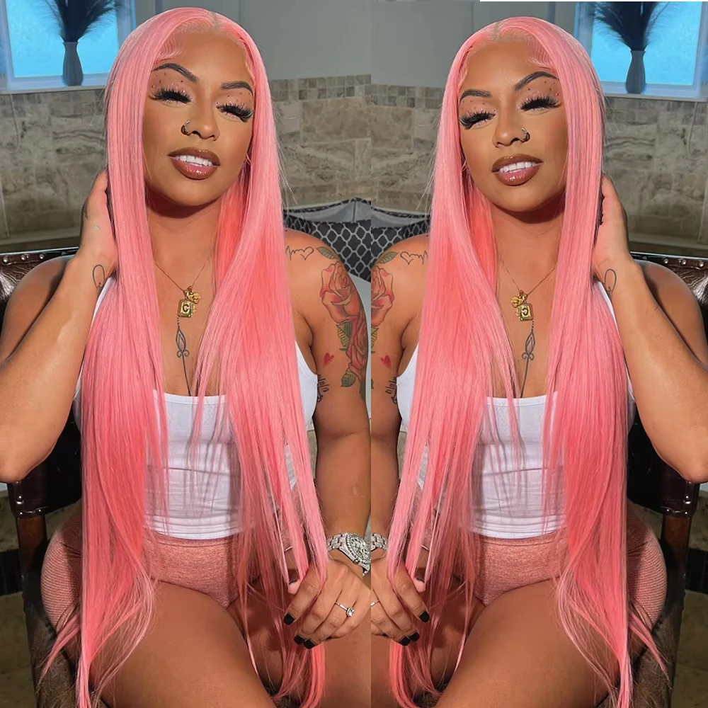 

Bone Straight 13x4 13x6 Hd Frontal Light Pink Lace Front Wig Human Hair 100% For Women Transparent Lace Colored Wigs Brazilian