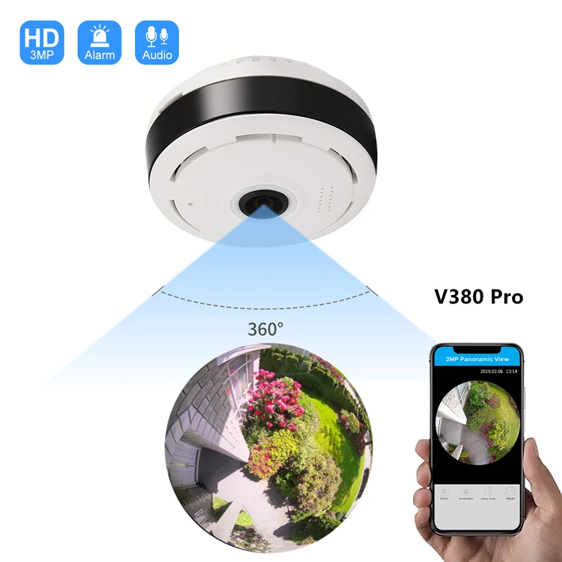 V380 360 Degree Wifi Panoramic Cameras Security Protection Fisheye IP 3MP Smart Home Night Vision CCTV Surveillance Cameras