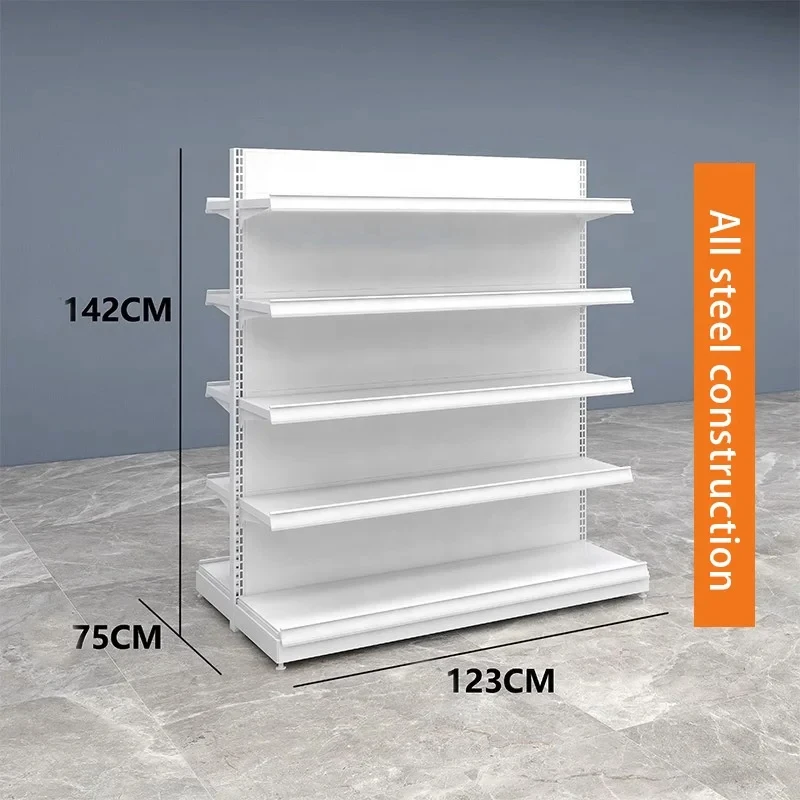 custom.Hot Sale Metallic Gondolas Shelves Tier Adjustable Steel Display Racks Snack Supermarket