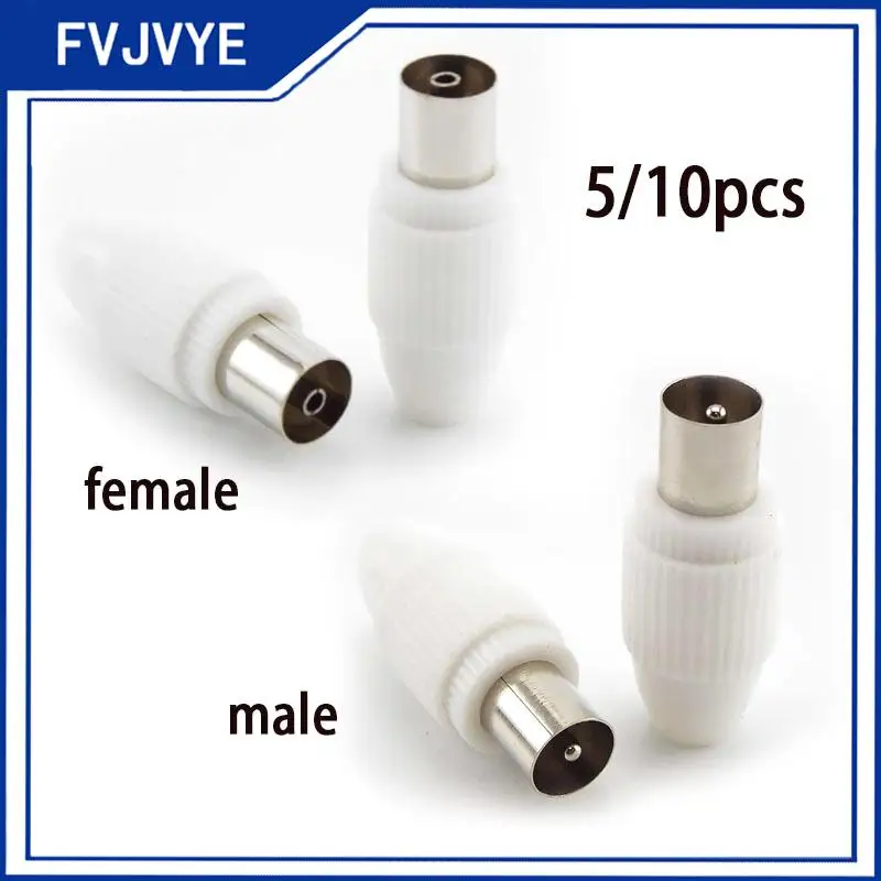 75-5 Free Welding RF Television Male Female Plug 9.5 TV RF Terminal Antenna Connector White Colour 9.5 Video Plug Adapter