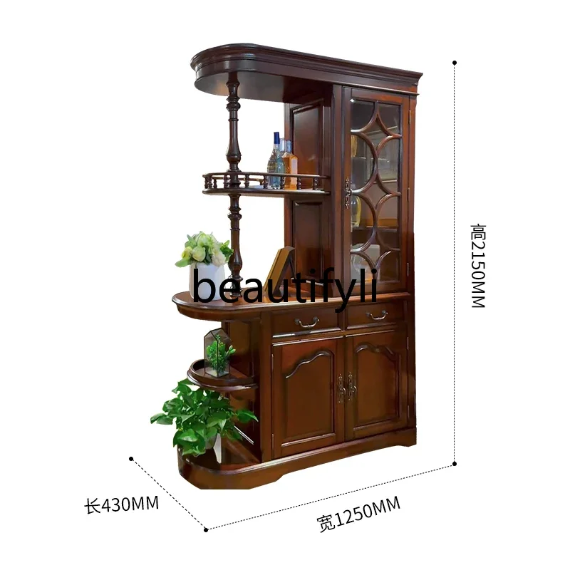 

American solid wood room cabinet entry partition cabinet wine cabinet living room entrance shoes integrated European double