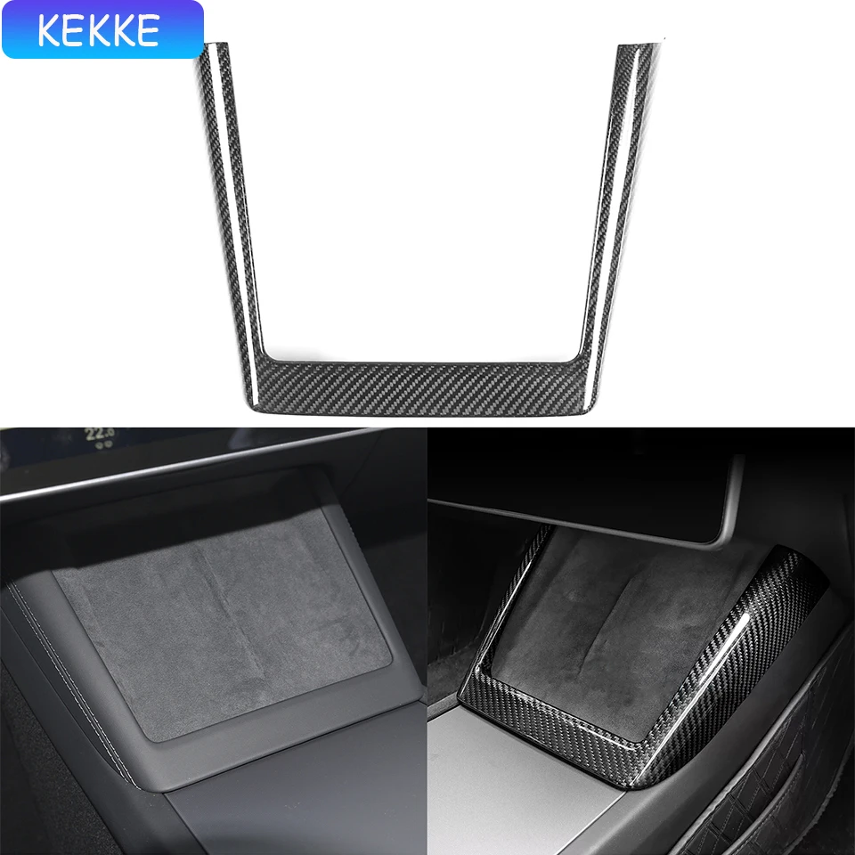 

Central Control Wireless Charging Protection Frame Dry Carbon Fiber Hardware Car Exterior Accessories For Tesla Model 3 2023-up