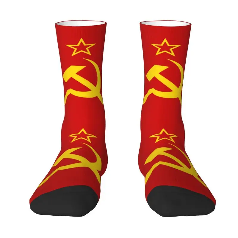 

USSR Hammer And Sickle Russian Soviet Flag Mens Crew Socks Unisex Funny Spring Summer Autumn Winter Dress Socks