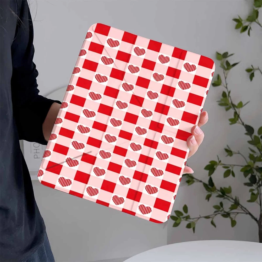 Viral Checkered Hearts For Samsung Galaxy Tab A8 A9 A11 S6 S7 S8 S9 S10 FE Plus Lite Protective With Pen Slot Tablet Case
